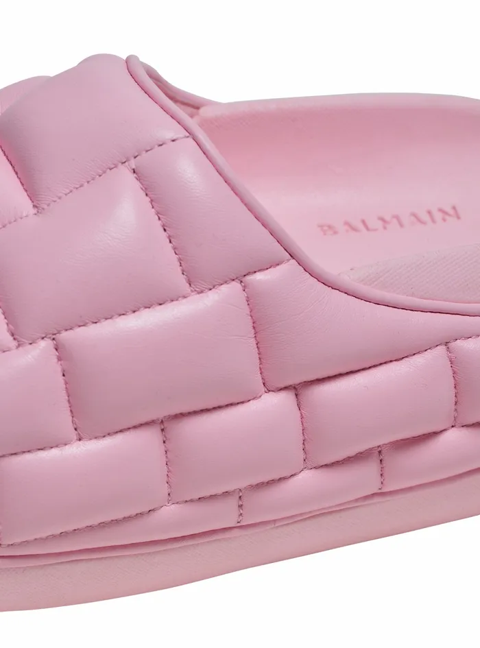 Balmain BIt Womens Quilted Leather BIt Mules Pink Balmain BIt Womens Quilted Leather BIt Mules Pink