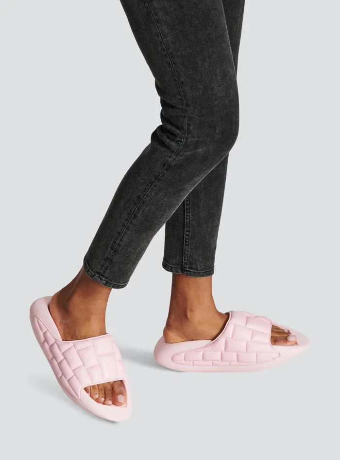 Balmain BIt Womens Quilted Leather BIt Mules Pink Balmain BIt Womens Quilted Leather BIt Mules Pink