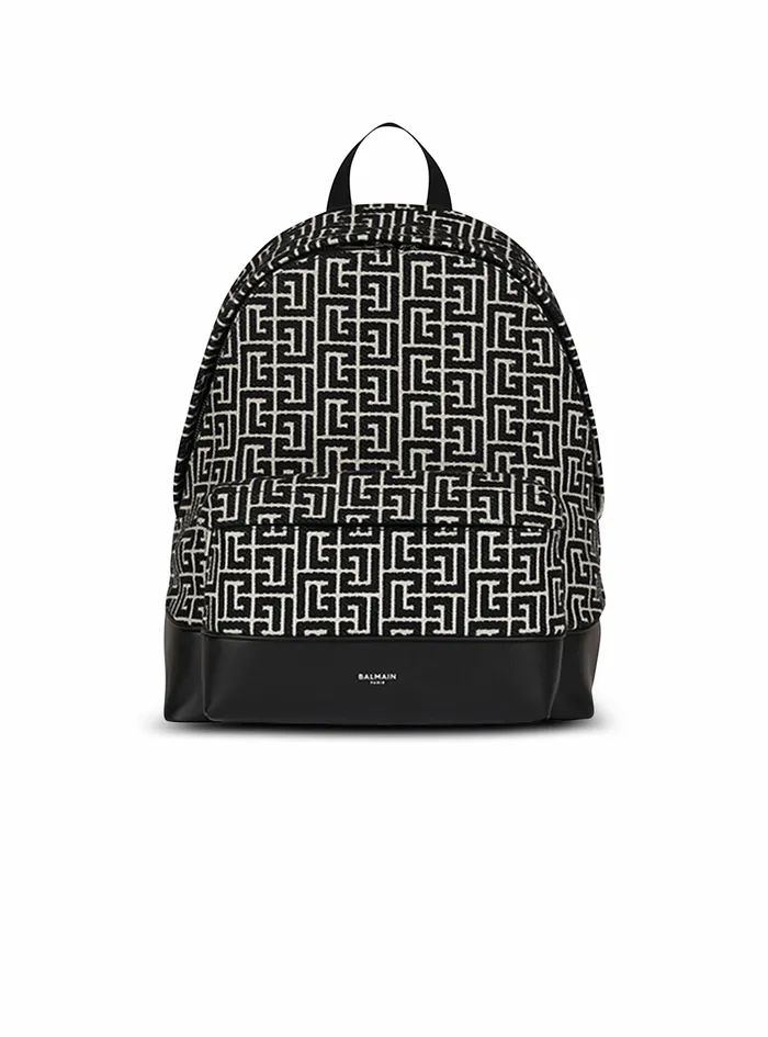 Balmain Bags And Backpacks Mens Bicolorjacquard 1945 Backpack Black