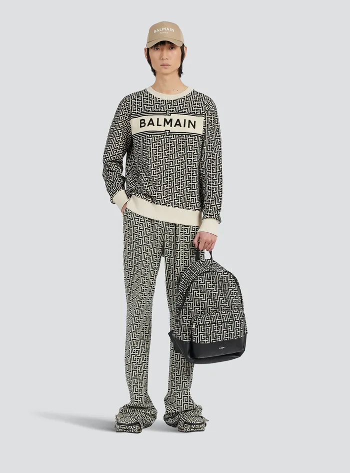 Balmain Bags And Backpacks Mens Bicolorjacquard 1945 Backpack Black Balmain Bags And Backpacks Mens Bicolorjacquard 1945 Backpack Black