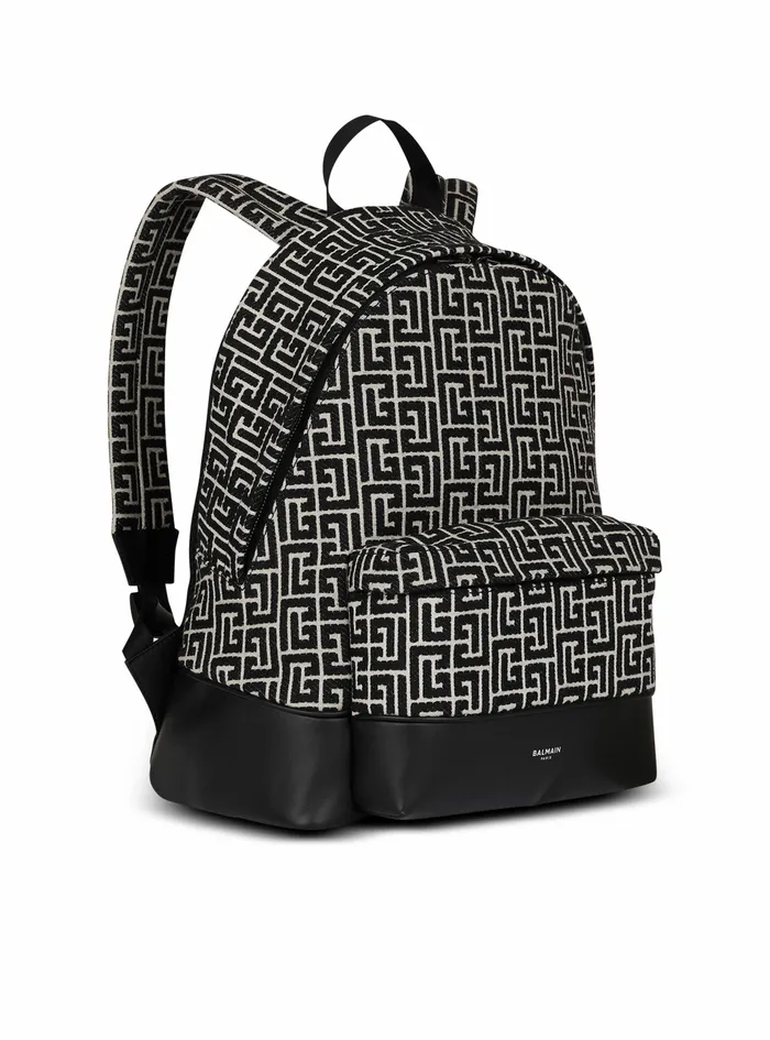 Balmain Bags And Backpacks Mens Bicolorjacquard 1945 Backpack Black Balmain Bags And Backpacks Mens Bicolorjacquard 1945 Backpack Black