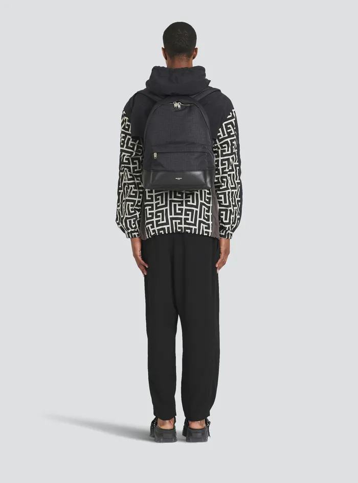 Balmain Bags And Backpacks Mens Jacquard 1945 Backpack Black Balmain Bags And Backpacks Mens Jacquard 1945 Backpack Black