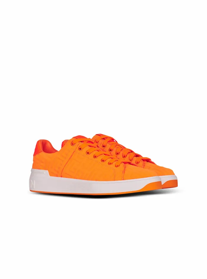 Balmain Bcourt Mens Embossed Monogram Neoprene BCourt Sneakers Orange Balmain Bcourt Mens Embossed Monogram Neoprene BCourt Sneakers Orange