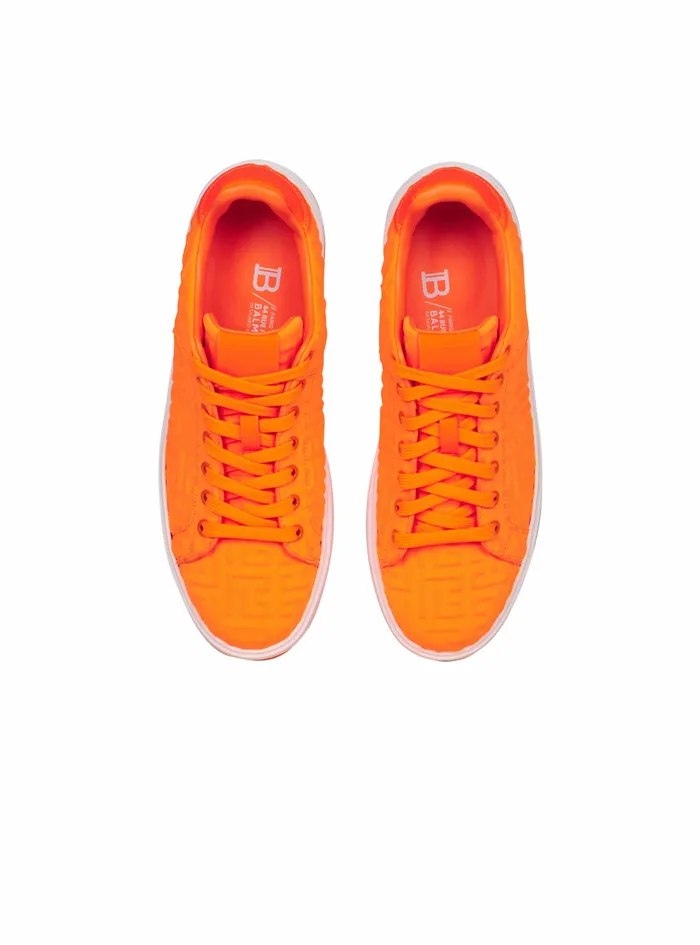 Balmain Bcourt Mens Embossed Monogram Neoprene BCourt Sneakers Orange Balmain Bcourt Mens Embossed Monogram Neoprene BCourt Sneakers Orange