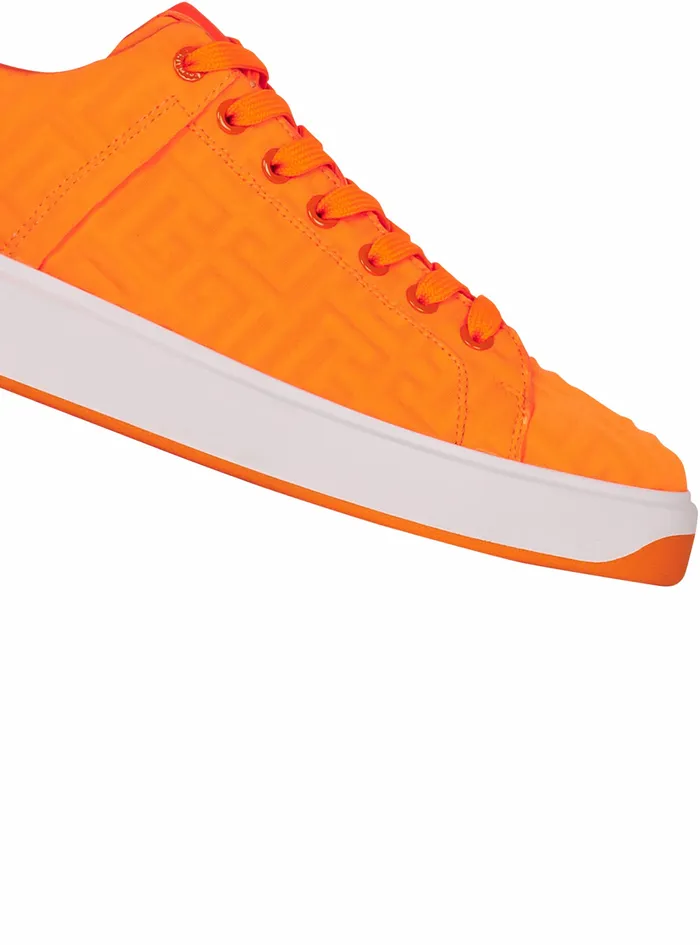 Balmain Bcourt Mens Embossed Monogram Neoprene BCourt Sneakers Orange Balmain Bcourt Mens Embossed Monogram Neoprene BCourt Sneakers Orange