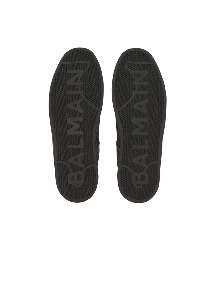 Balmain Bcourt Mens Monogram Jacquard BCourt Sneakers Khaki Balmain Bcourt Mens Monogram Jacquard BCourt Sneakers Khaki