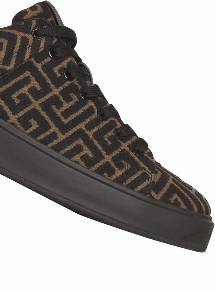 Balmain Bcourt Mens Monogram Jacquard BCourt Sneakers Khaki Balmain Bcourt Mens Monogram Jacquard BCourt Sneakers Khaki