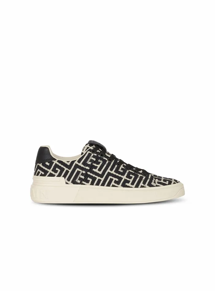Balmain Bcourt Mens Monogram Jacquard BCourt Sneakers White