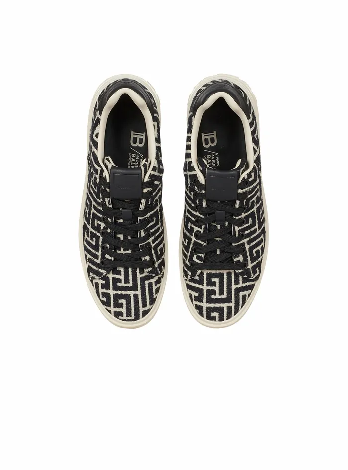 Balmain Bcourt Mens Monogram Jacquard BCourt Sneakers White Balmain Bcourt Mens Monogram Jacquard BCourt Sneakers White