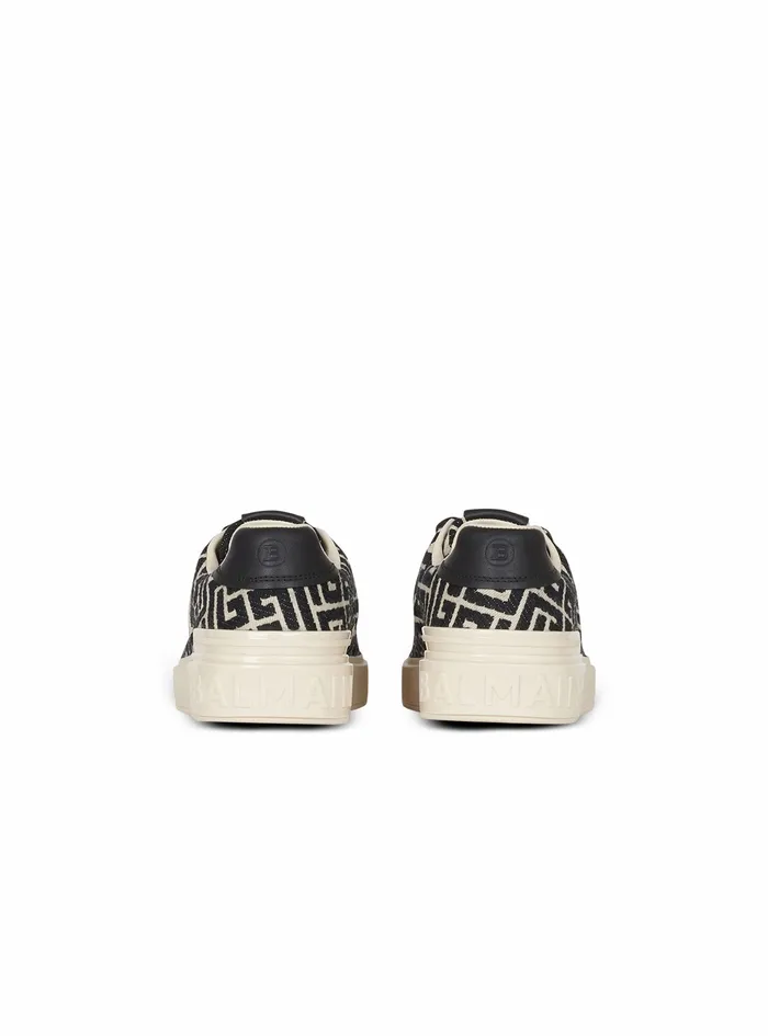 Balmain Bcourt Mens Monogram Jacquard BCourt Sneakers White Balmain Bcourt Mens Monogram Jacquard BCourt Sneakers White