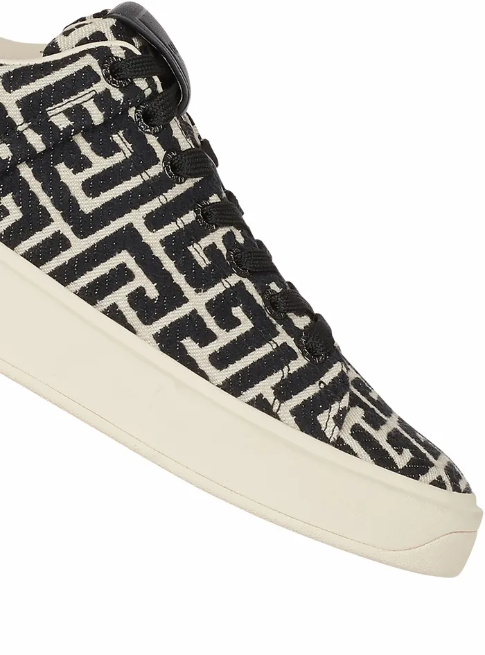 Balmain Bcourt Mens Monogram Jacquard BCourt Sneakers White Balmain Bcourt Mens Monogram Jacquard BCourt Sneakers White