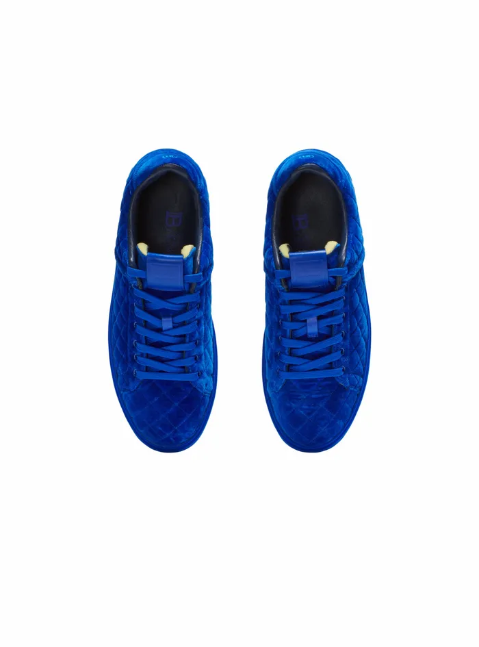 Balmain Bcourt Mens Quilted Velvet BCourt Sneakers Blue