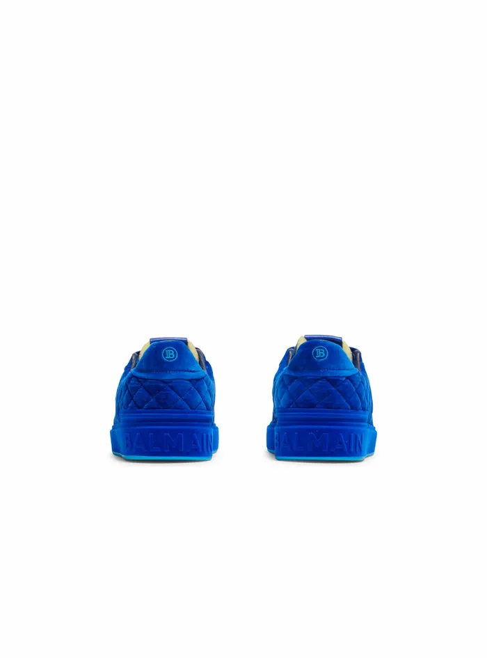 Balmain Bcourt Mens Quilted Velvet BCourt Sneakers Blue