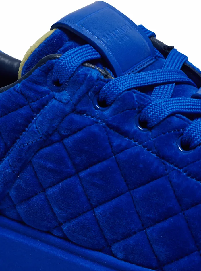 Balmain Bcourt Mens Quilted Velvet BCourt Sneakers Blue