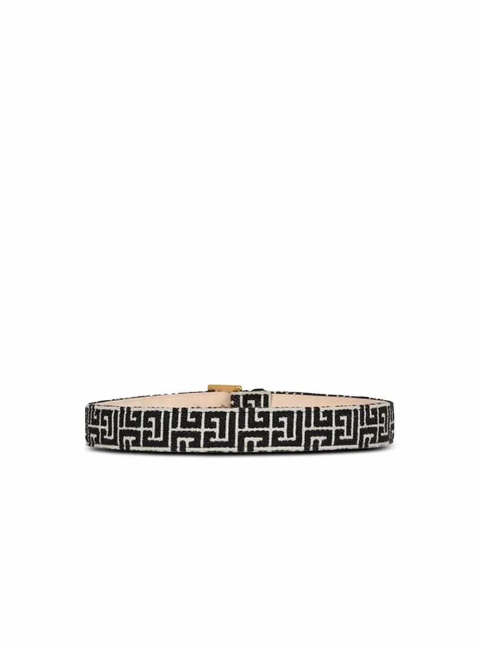 Balmain Belts Mens Bicolor Jacquard BClassic Belt Black