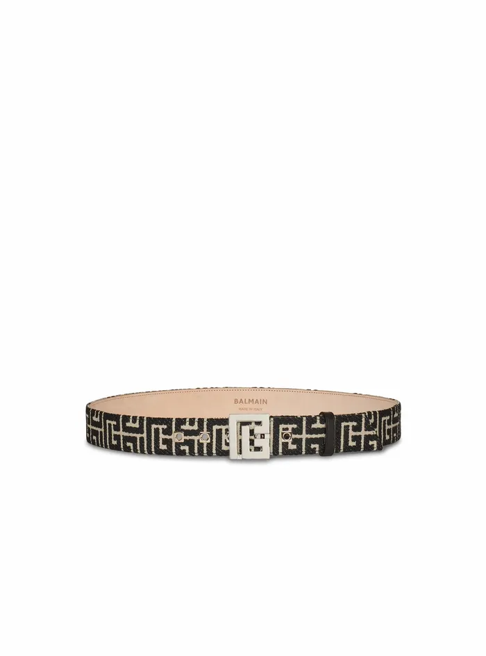 Balmain Belts Mens Bicolor Jacquard Pb Belt Belt Black