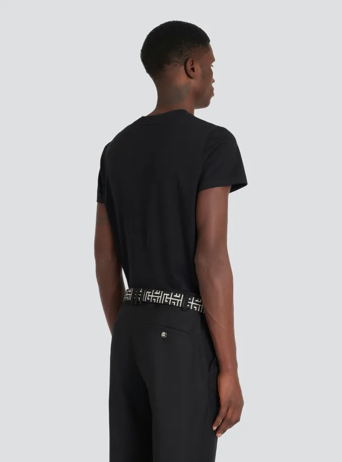 Balmain Belts Mens Bicolor Jacquard Pb Belt Belt Black Balmain Belts Mens Bicolor Jacquard Pb Belt Belt Black