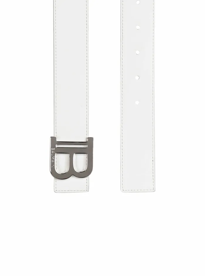 Balmain Belts Mens Smooth Leather BBelt Belt White