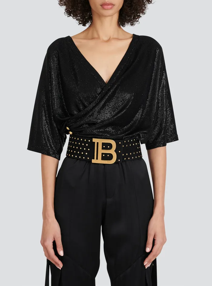 Balmain Belts Womens Suedeandcrystal BBelt Belt Black Balmain Belts Womens Suedeandcrystal BBelt Belt Black