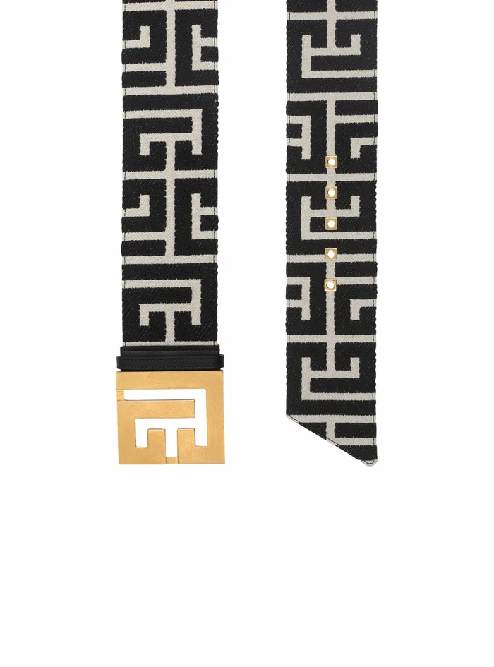 Balmain Belts Womens Wide Bicolor Jacquard Pb Belt Belt Black Balmain Belts Womens Wide Bicolor Jacquard Pb Belt Belt Black