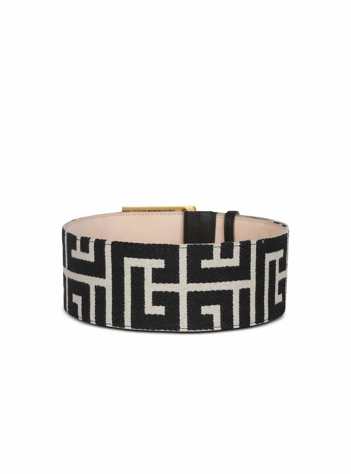 Balmain Belts Womens Wide Bicolor Jacquard Pb Belt Belt Black Balmain Belts Womens Wide Bicolor Jacquard Pb Belt Belt Black