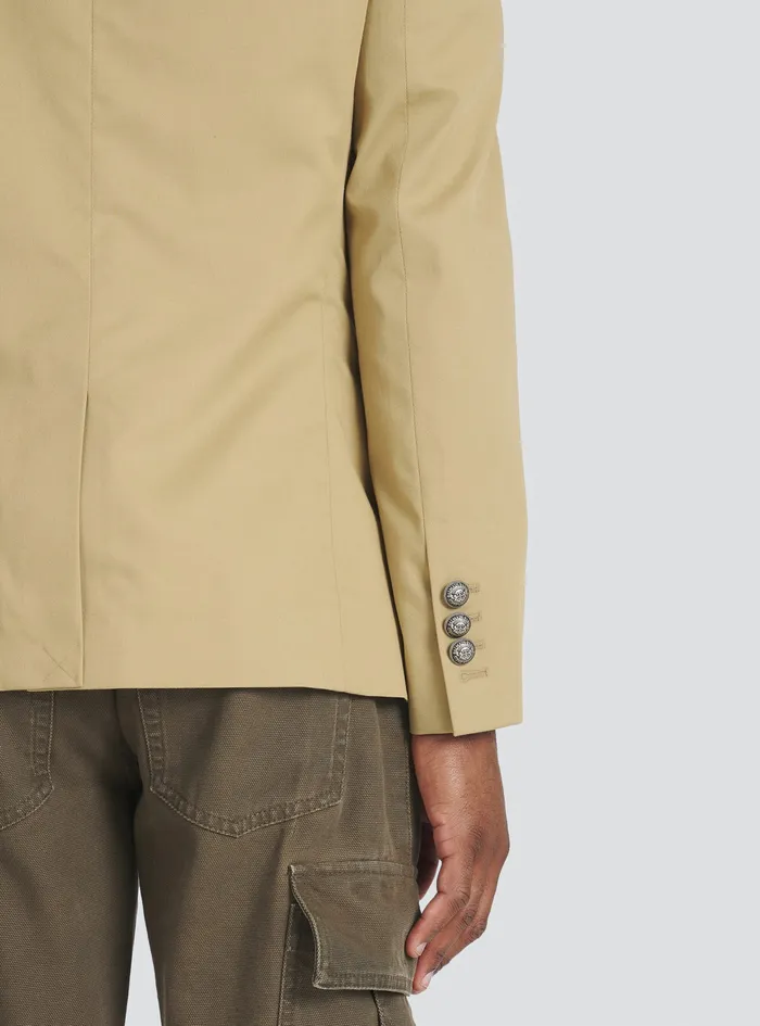 Balmain Blazers Mens Cotton Blazer With DoubleBreasted SilverTone Buttoned Fastening Beige Balmain Blazers Mens Cotton Blazer With DoubleBreasted SilverTone Buttoned Fastening Beige