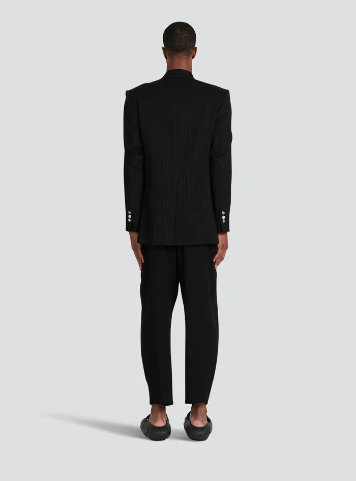 Balmain Blazers Mens EcoDesigned Crepe Blazer With Balmain Monogram Black Balmain Blazers Mens EcoDesigned Crepe Blazer With Balmain Monogram Black