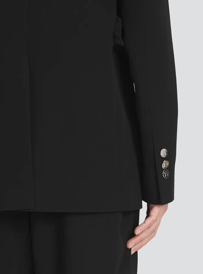 Balmain Blazers Mens EcoDesigned Crepe Blazer Withsatin Collar Black Balmain Blazers Mens EcoDesigned Crepe Blazer Withsatin Collar Black