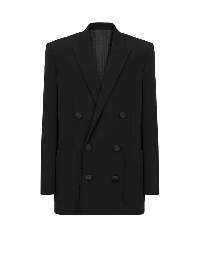 Balmain Blazers Mens EcoDesigned DoubleBreasted Crepe Blazer Black