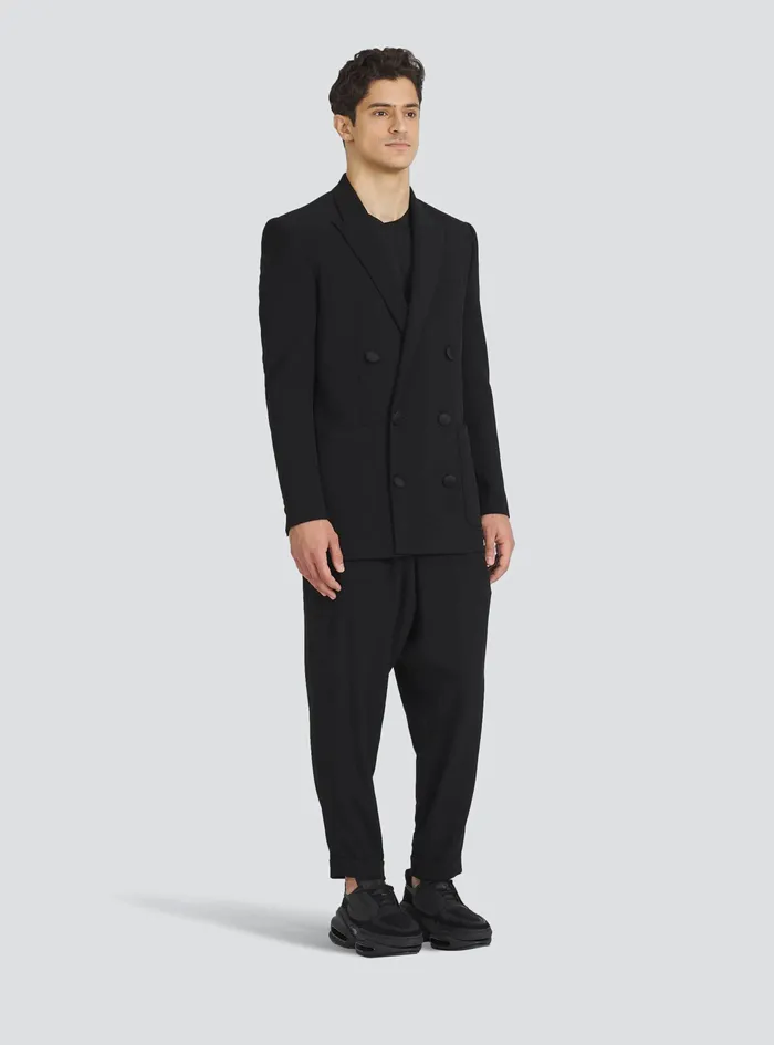 Balmain Blazers Mens EcoDesigned DoubleBreasted Crepe Blazer Black Balmain Blazers Mens EcoDesigned DoubleBreasted Crepe Blazer Black