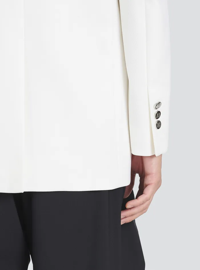 Balmain Blazers Mens Twill Blazer With DoubleBreasted SilverTone Buttoned Fastening White