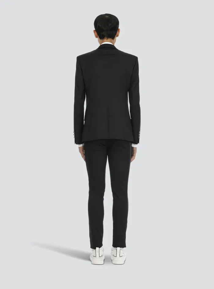 Balmain Blazers Mens Wool Blazer With DoubleBreasted SilverTone Buttoned Fastening Black Balmain Blazers Mens Wool Blazer With DoubleBreasted SilverTone Buttoned Fastening Black