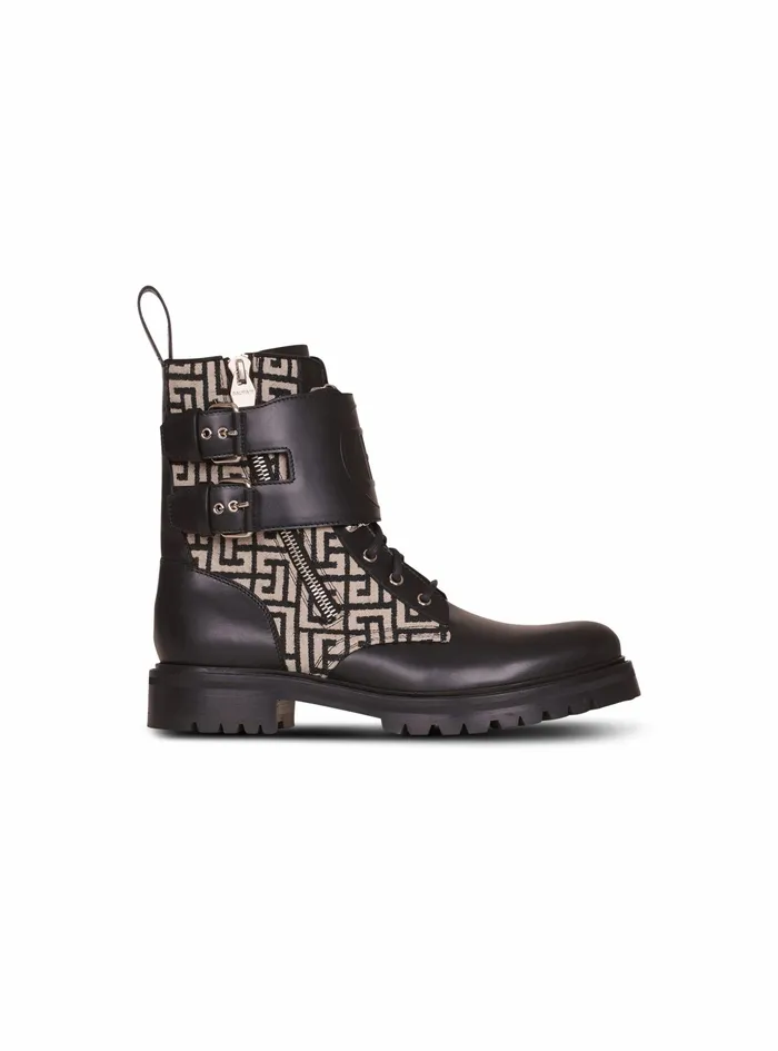Balmain Boots And Rangers Mens Bicolor Smooth And Monogram Jacquard Phil Ranger Ankle Boots Black Balmain Boots And Rangers Mens Bicolor Smooth And Monogram Jacquard Phil Ranger Ankle Boots Black