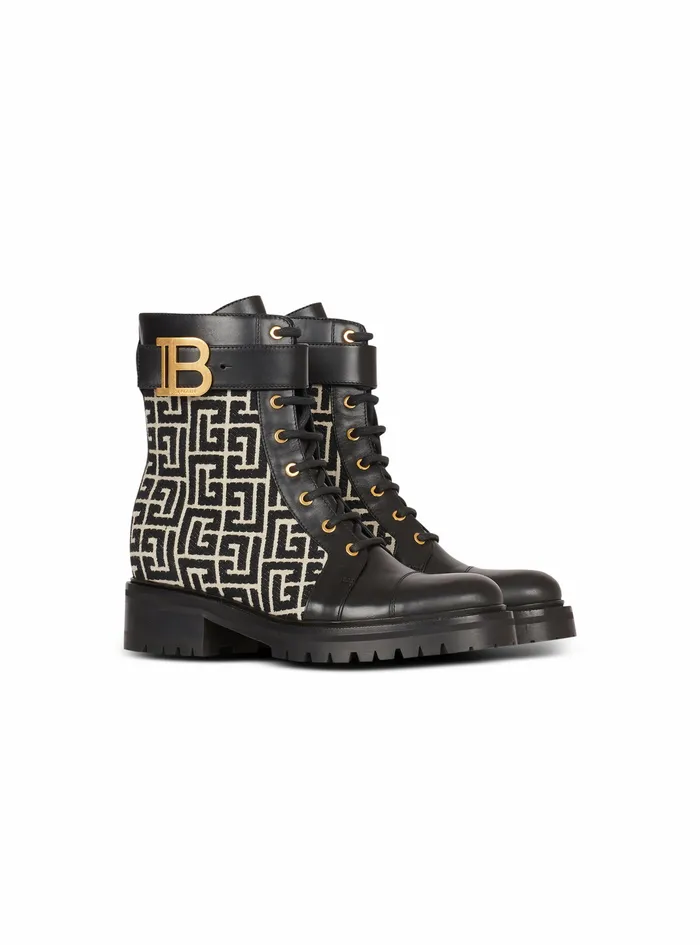 Balmain Boots And Rangers Womens Bicolor Jacquard Ranger Romy Ankle Boots Black