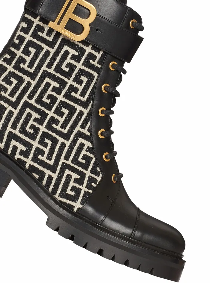 Balmain Boots And Rangers Womens Bicolor Jacquard Ranger Romy Ankle Boots Black