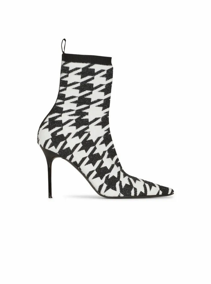 Balmain Boots And Rangers Womens Bicolor Stretch Knit Skye Ankle Boots Black