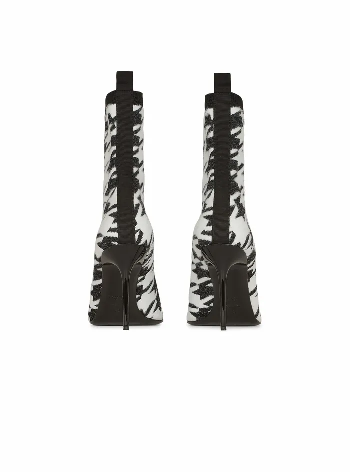 Balmain Boots And Rangers Womens Bicolor Stretch Knit Skye Ankle Boots Black Balmain Boots And Rangers Womens Bicolor Stretch Knit Skye Ankle Boots Black
