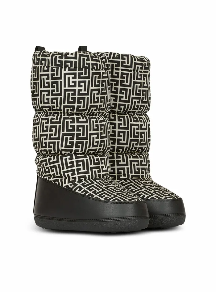 Balmain Boots And Rangers Womens Capsule After Ski 8211 Quilted Nylon AprsSki Boots With Balmain Monogram Pattern Black Balmain Boots And Rangers Womens Capsule After Ski 8211 Quilted Nylon AprsSki Boots With Balmain Monogram Pattern Black