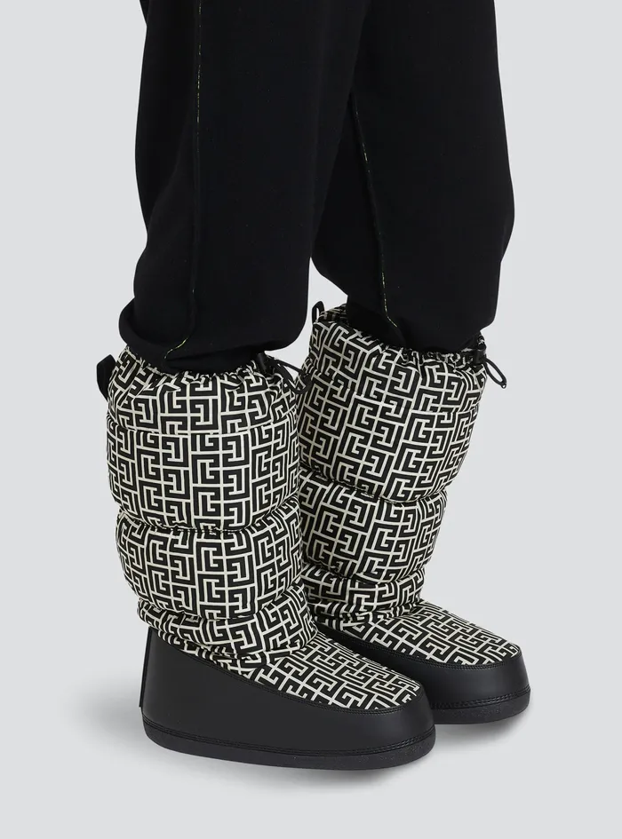 Balmain Boots And Rangers Womens Capsule After Ski 8211 Quilted Nylon AprsSki Boots With Balmain Monogram Pattern Black Balmain Boots And Rangers Womens Capsule After Ski 8211 Quilted Nylon AprsSki Boots With Balmain Monogram Pattern Black