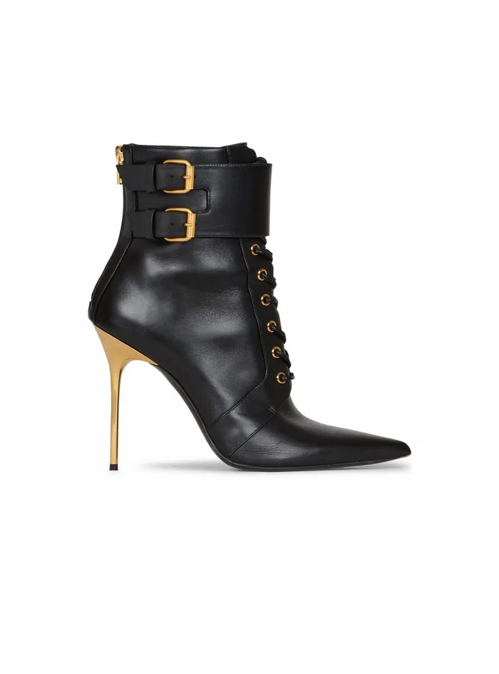 Balmain Boots And Rangers Womens Leather Uria Ankle Boots Black