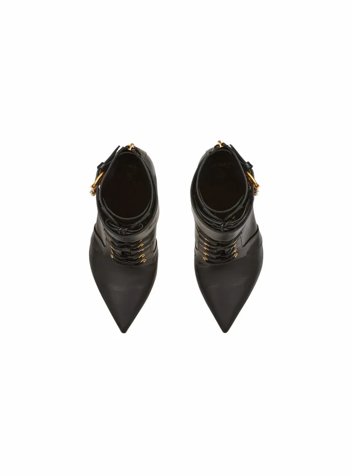 Balmain Boots And Rangers Womens Leather Uria Ankle Boots Black