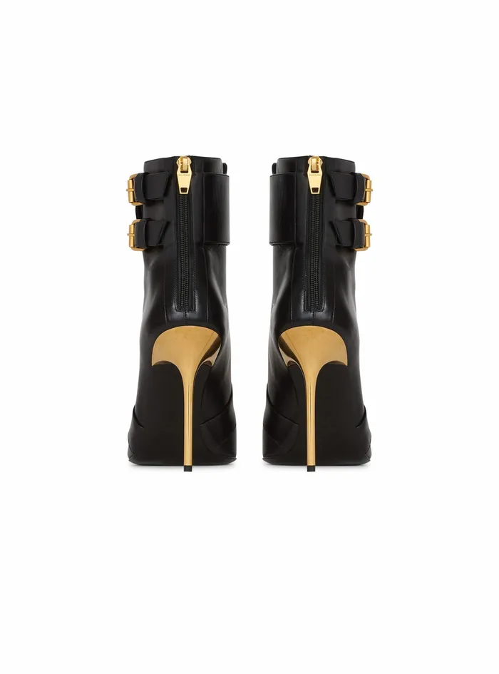 Balmain Boots And Rangers Womens Leather Uria Ankle Boots Black