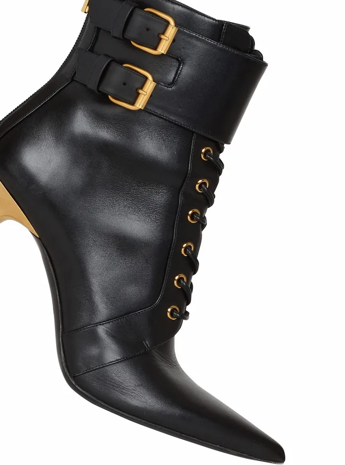 Balmain Boots And Rangers Womens Leather Uria Ankle Boots Black