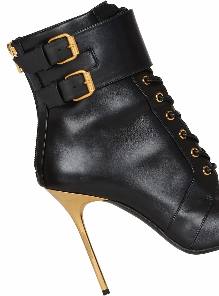 Balmain Boots And Rangers Womens Leather Uria Ankle Boots Black