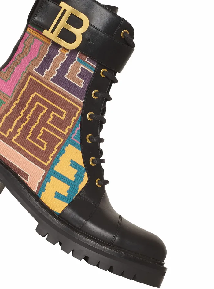 Balmain Boots And Rangers Womens Multicolor Needlepoint Ranger Romy Ankle Boots With Balmain Monogram Multicolor Balmain Boots And Rangers Womens Multicolor Needlepoint Ranger Romy Ankle Boots With Balmain Monogram Multicolor