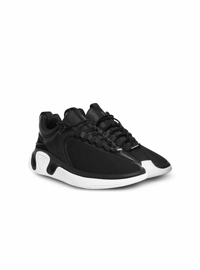 Balmain Brunner Mens Exclusive 8211 Gummy Leather And Mesh BRunner Sneakers Black