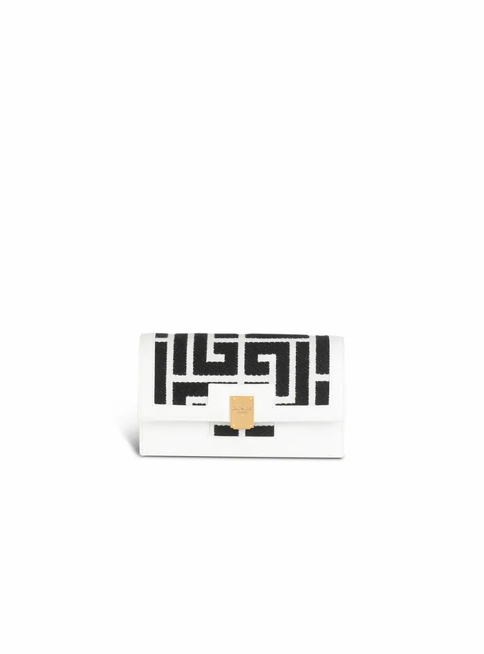 Balmain Crossbody Bags Womens MiniSized Bicolor Jacquard And Leather Panel 1945 Bag White Balmain Crossbody Bags Womens MiniSized Bicolor Jacquard And Leather Panel 1945 Bag White