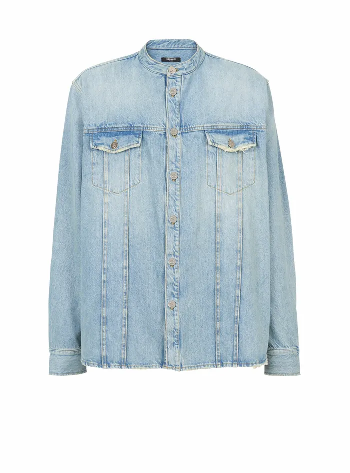 Balmain Denim Mens EoDesigned Denim Shirt Blue
