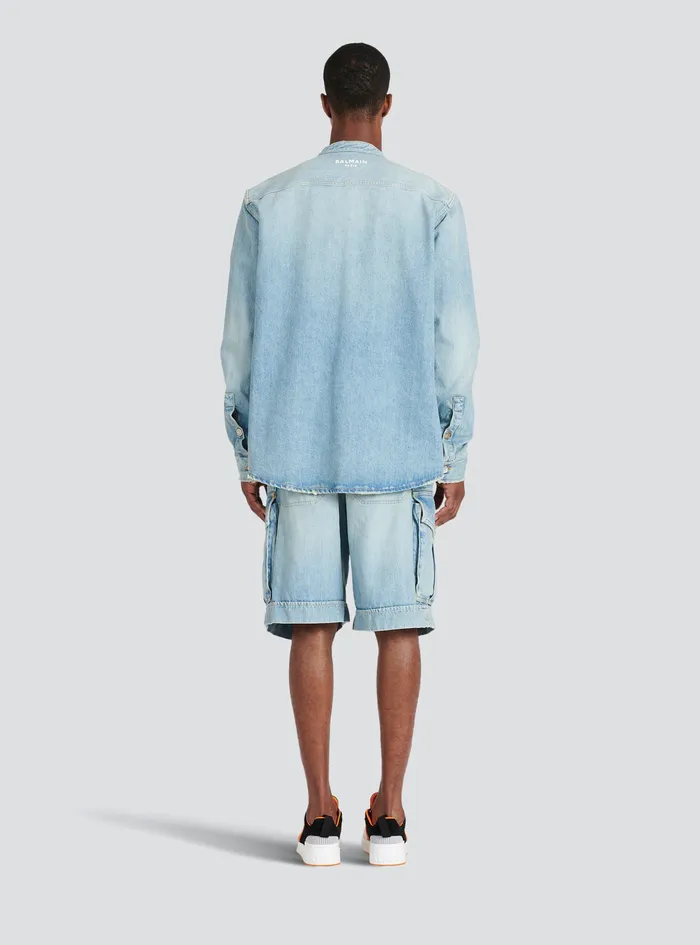 Balmain Denim Mens EoDesigned Denim Shirt Blue Balmain Denim Mens EoDesigned Denim Shirt Blue