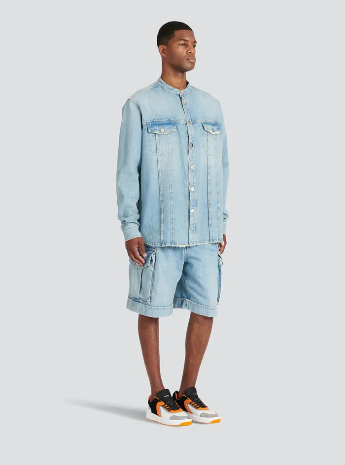 Balmain Denim Mens EoDesigned Denim Shirt Blue Balmain Denim Mens EoDesigned Denim Shirt Blue